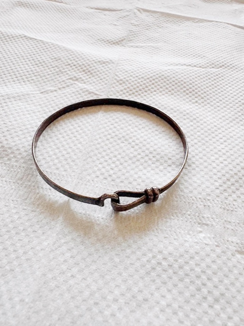 Vintage 925 Sterling Silver Hook and Eye Bangle Bracelet 6.5" Minimalist 9.8g